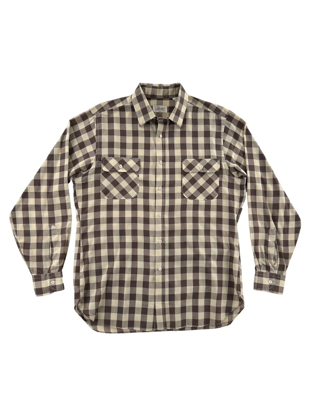 Vintage 80s Levi's Brown Check Button Front Shirt Large